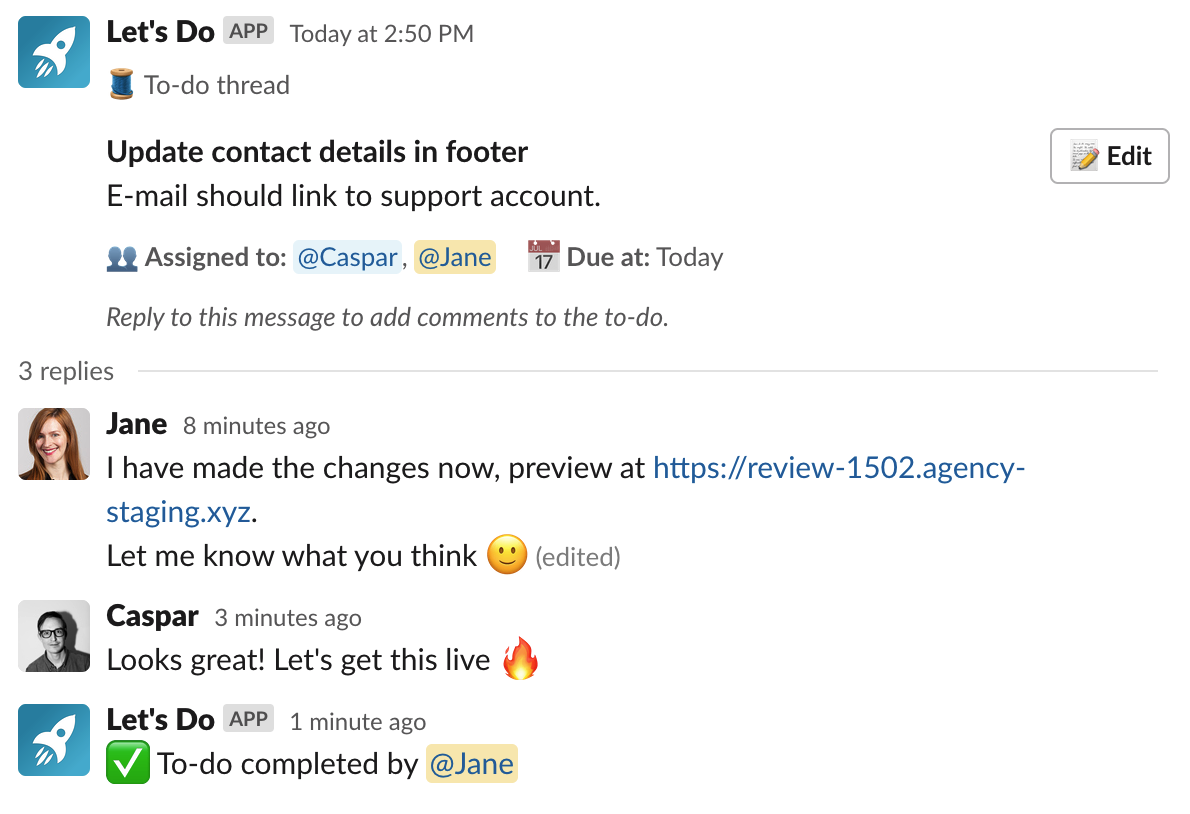 Comments with native Slack threads